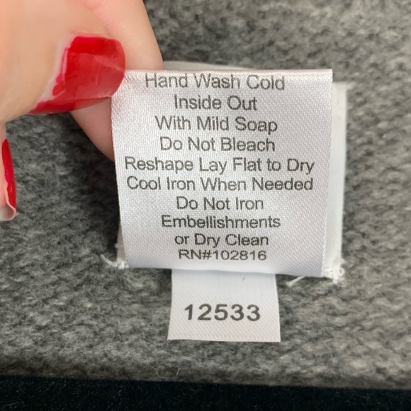 Garnet Hill Womens 100% Lambswool Cardigan Medium Grey Mock Neck Beading *Read - Picture 6 of 14